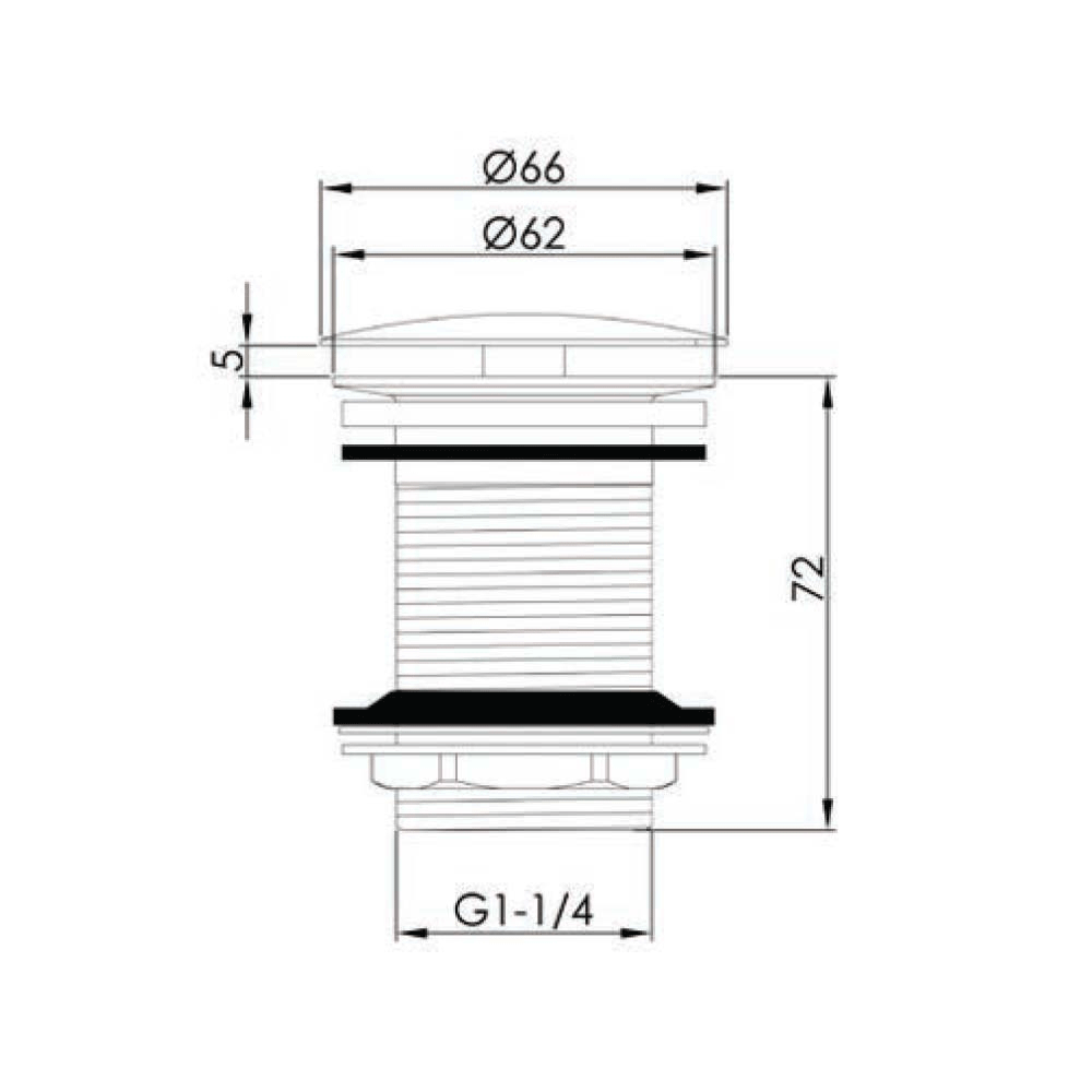 VOS Unslotted Basin Click Clack Waste - Matt Black