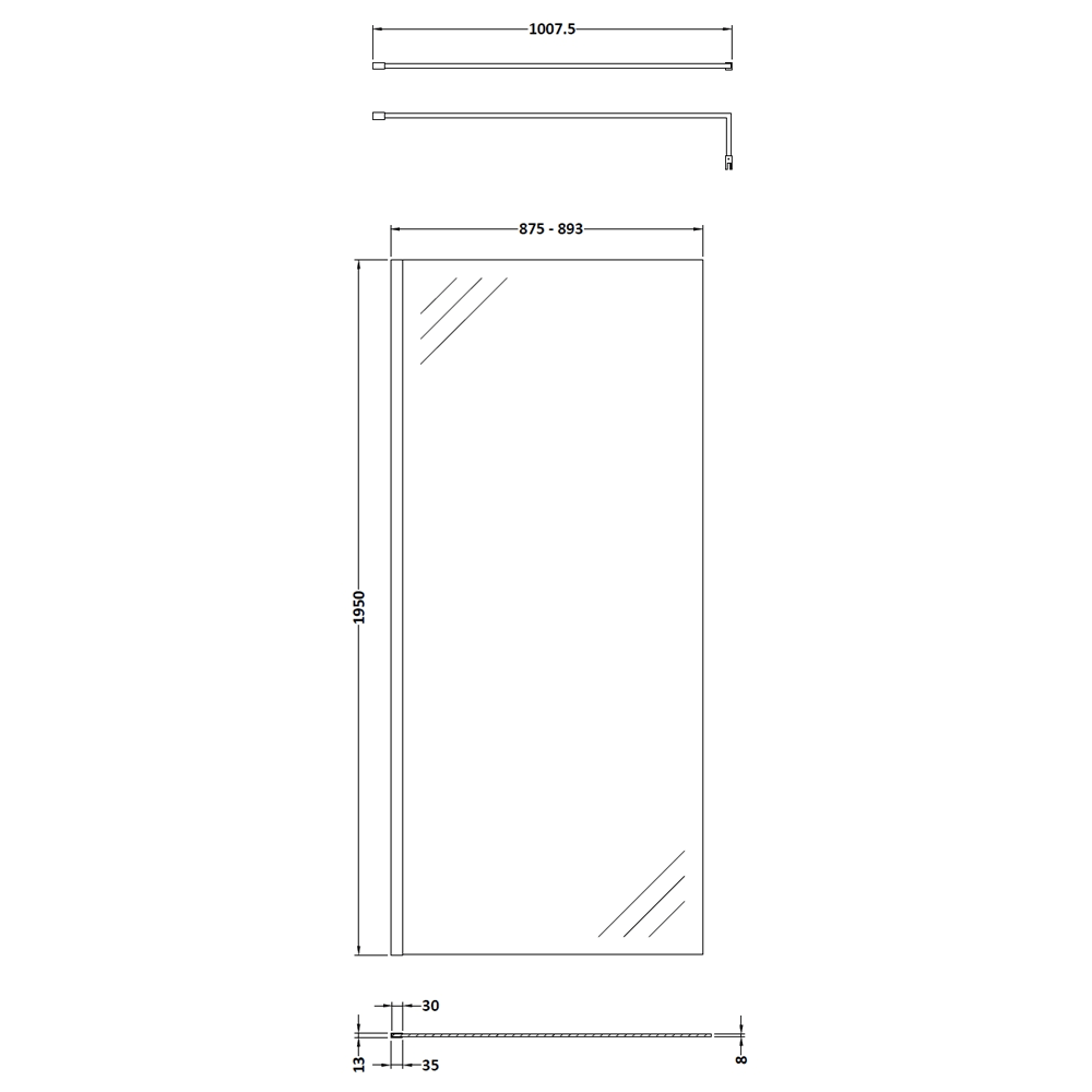 Vellamo 8mm Easy Clean Walk In Panel & Optional Return Panel
