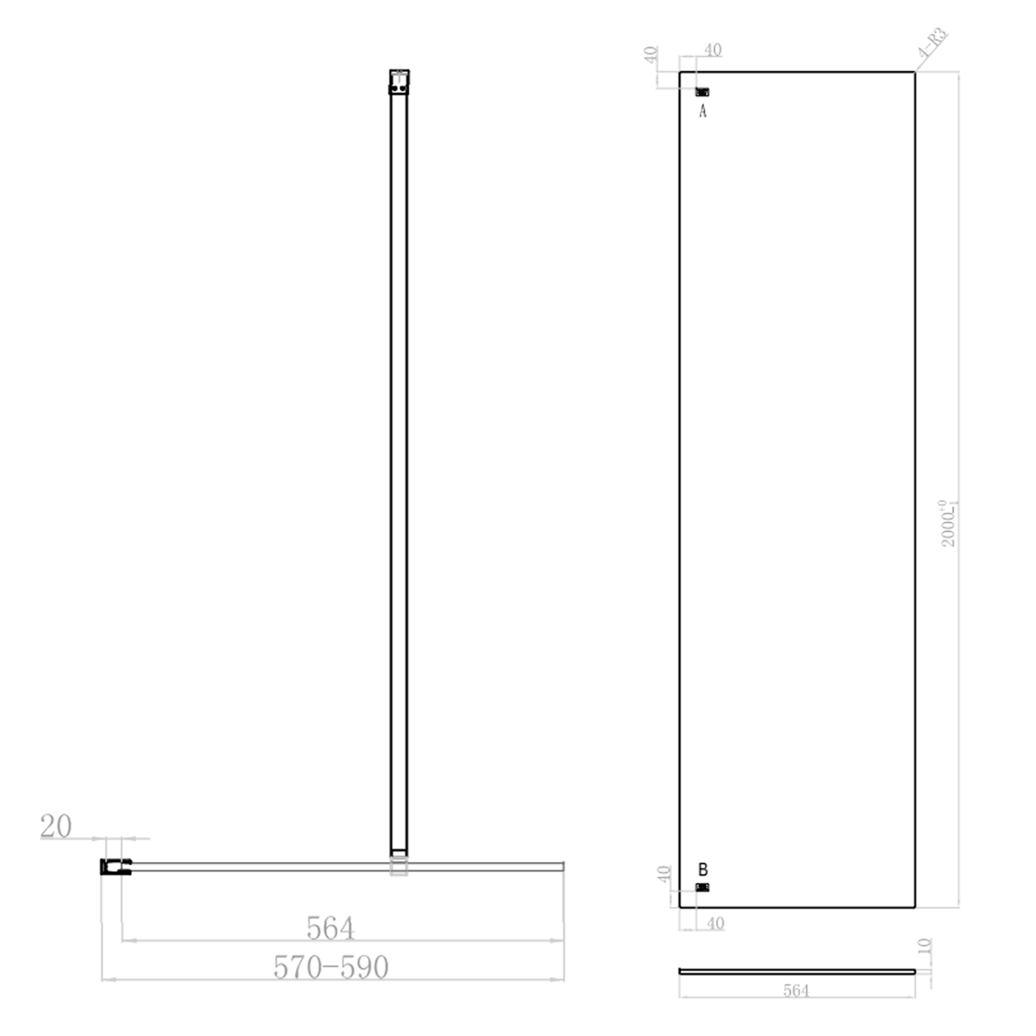 Harbour i10 10mm Easy Clean 2m Tall Wetroom Panel & Hinged Return Panel - Brushed Bronze