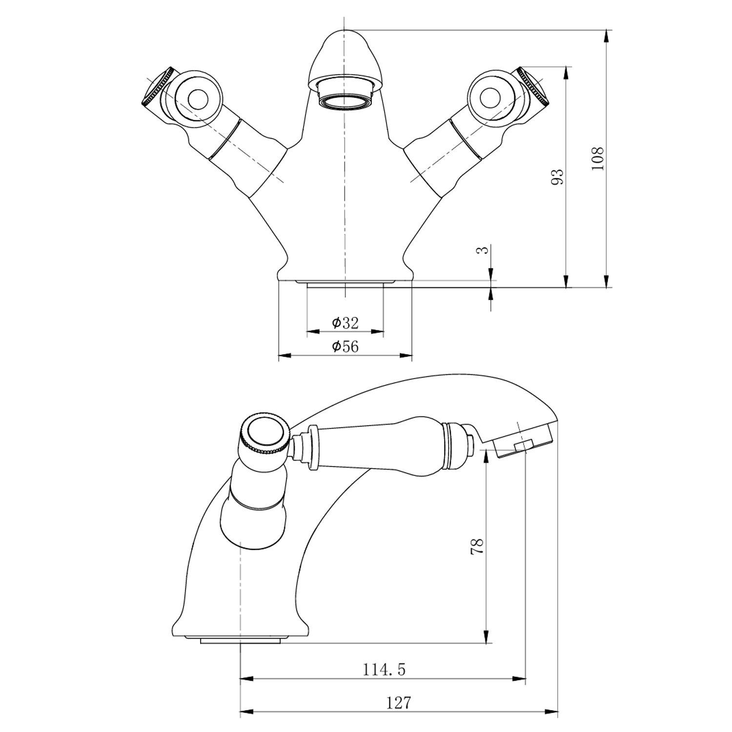 Butler & Rose Eliza Lever Mono Basin Mixer Tap & Waste