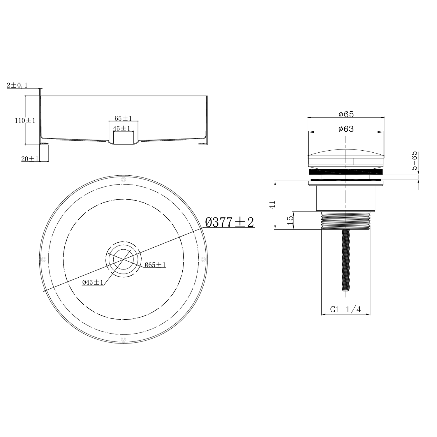 Harbour Gunmetal Round PVD Countertop Basin with Waste - 377mm