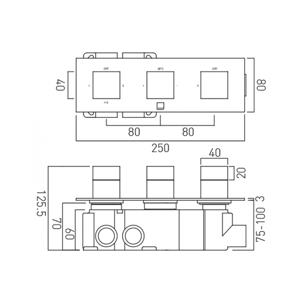 Vado Tablet Notion Concealed Thermostatic Shower Valve Package - 3 Outlets