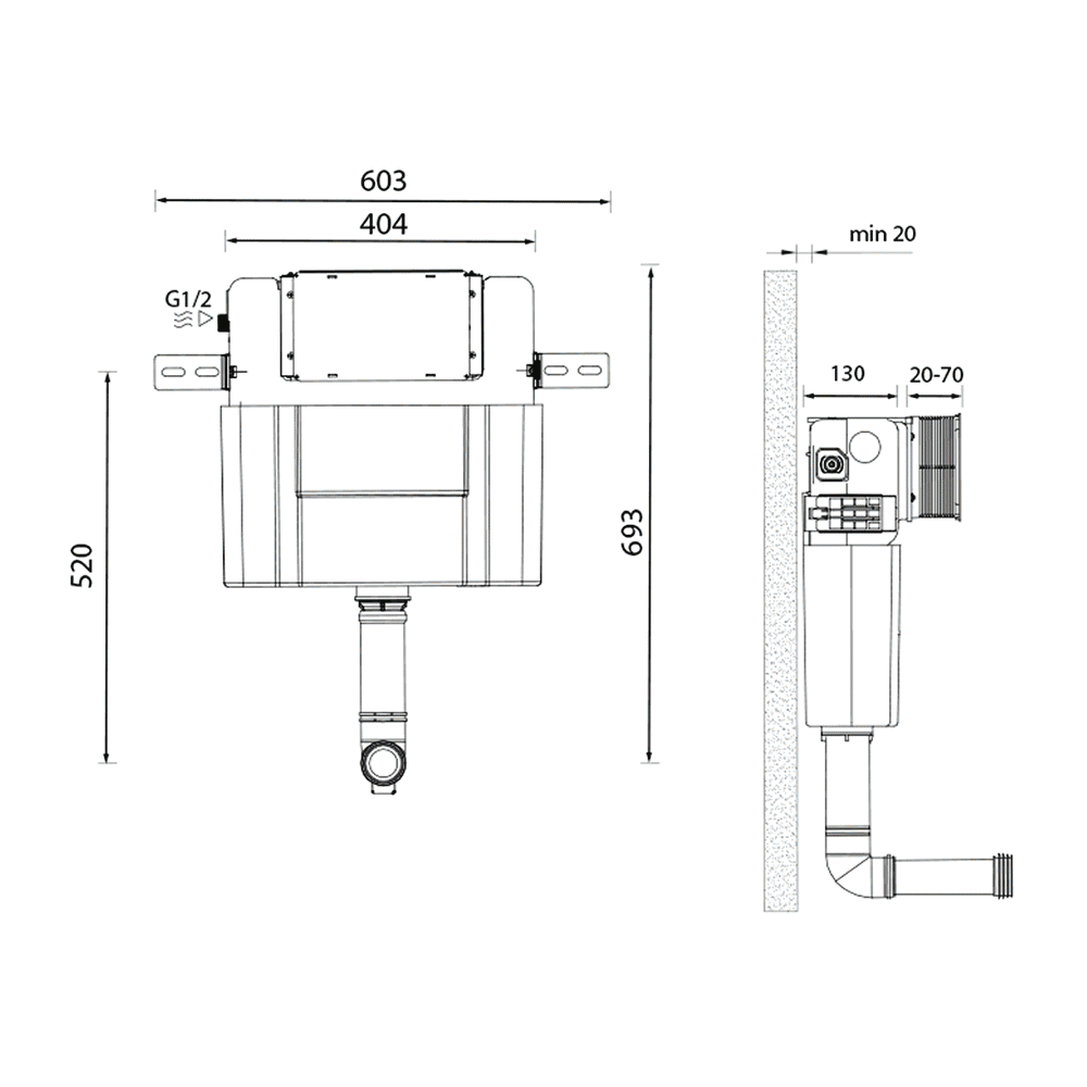 Abacus Dual Flush Concealed Cistern for 980mm Frame