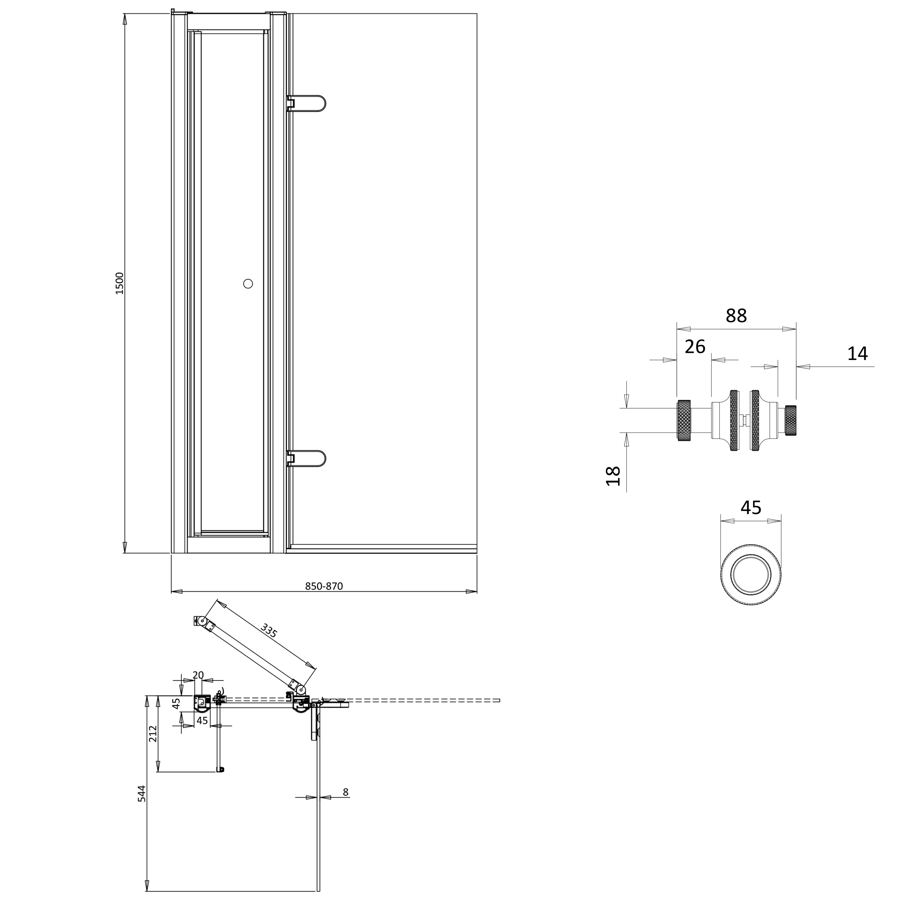 Burlington Classique 1909 8mm Hinged Bath Screen with Access Door & Handle - 1500 x 850mm