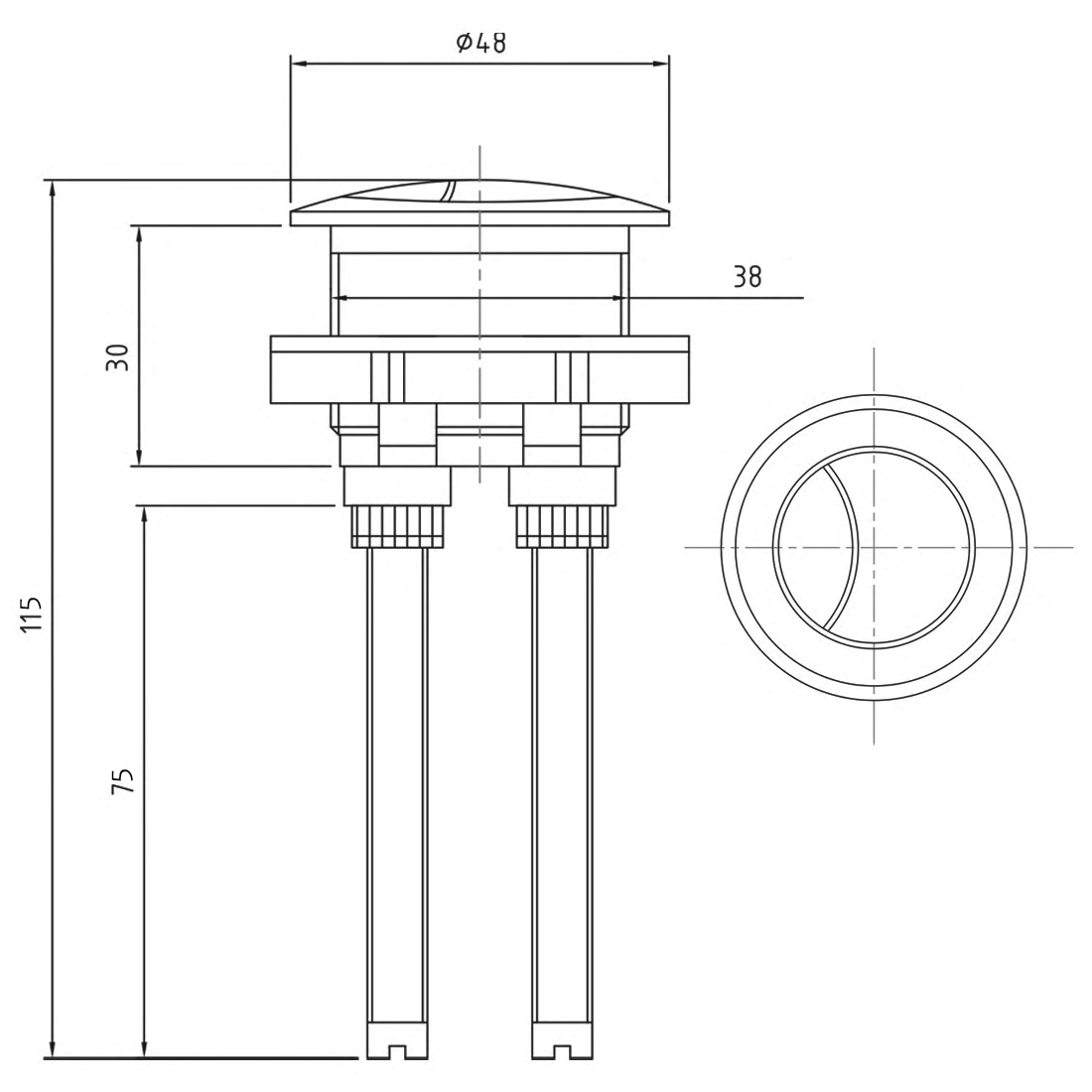 Drench Cistern Flush Button - 38mm