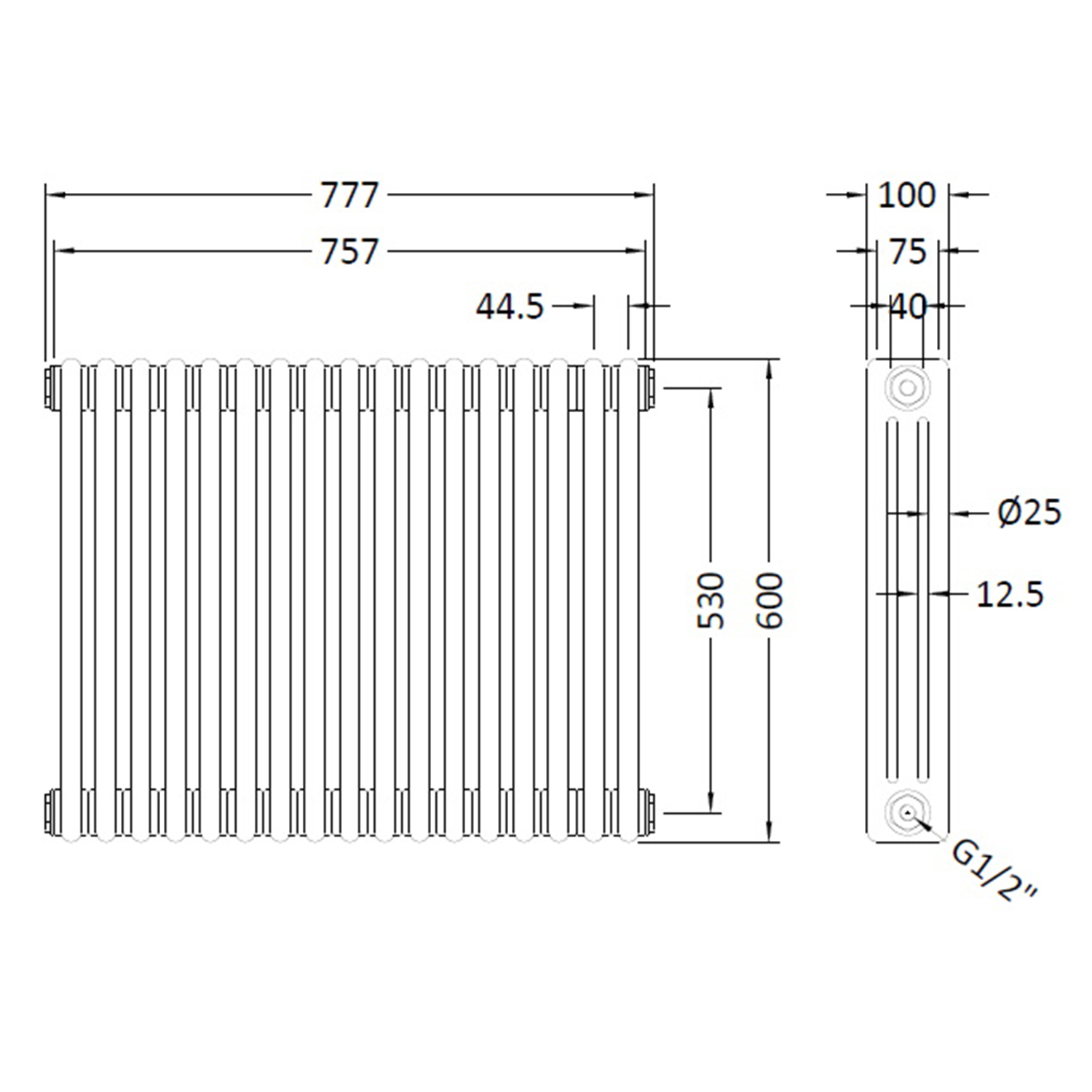 Hudson Reed Colosseum Triple Column Traditional Radiator - White