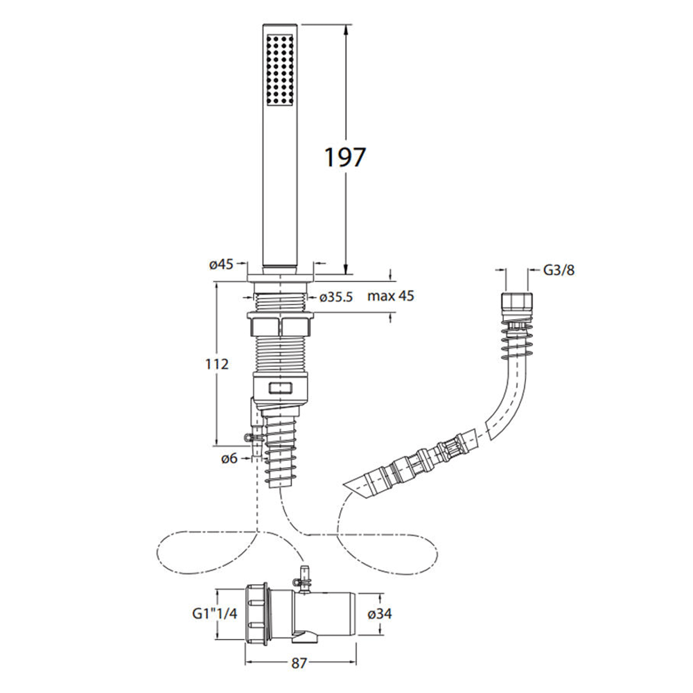 Crosswater Follow Me Round Deck Mounted Shower Handset and Hose - Chrome