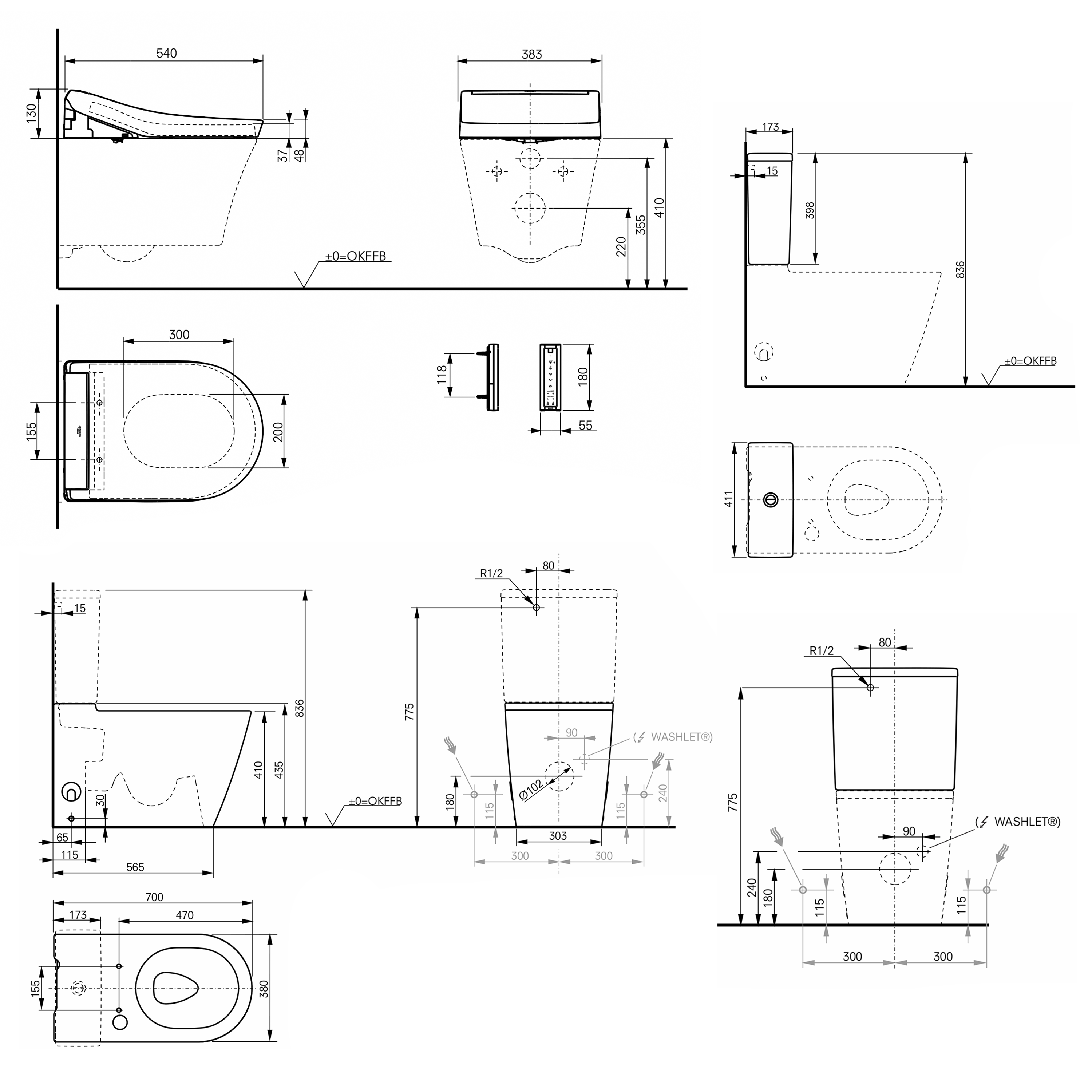 TOTO Washlet RG Rimless Close Coupled Smart Toilet with Soft Close Seat & Remote Control