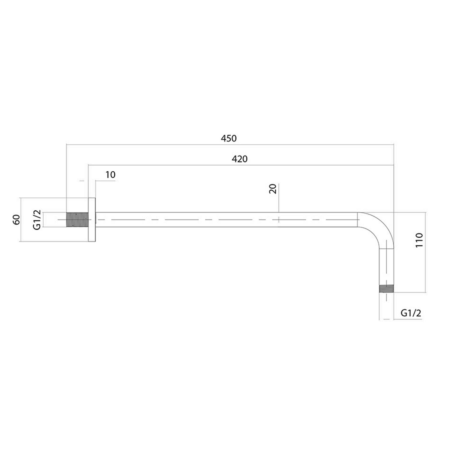 Imex Round Wall Mounted Shower Arm - 400mm