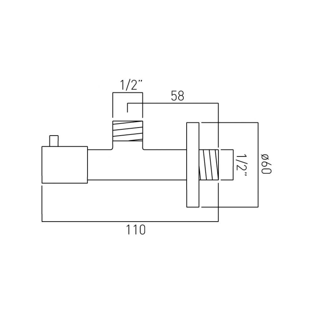 Vado 1/2"x1/2" Contemporary Quarter Turn Angle On/Off Stop Valve
