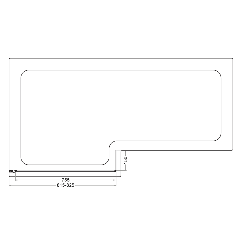 Drench Polished Chrome Hinged L-Shaped Bath Screen with Fixed Return - 1400 x 815mm