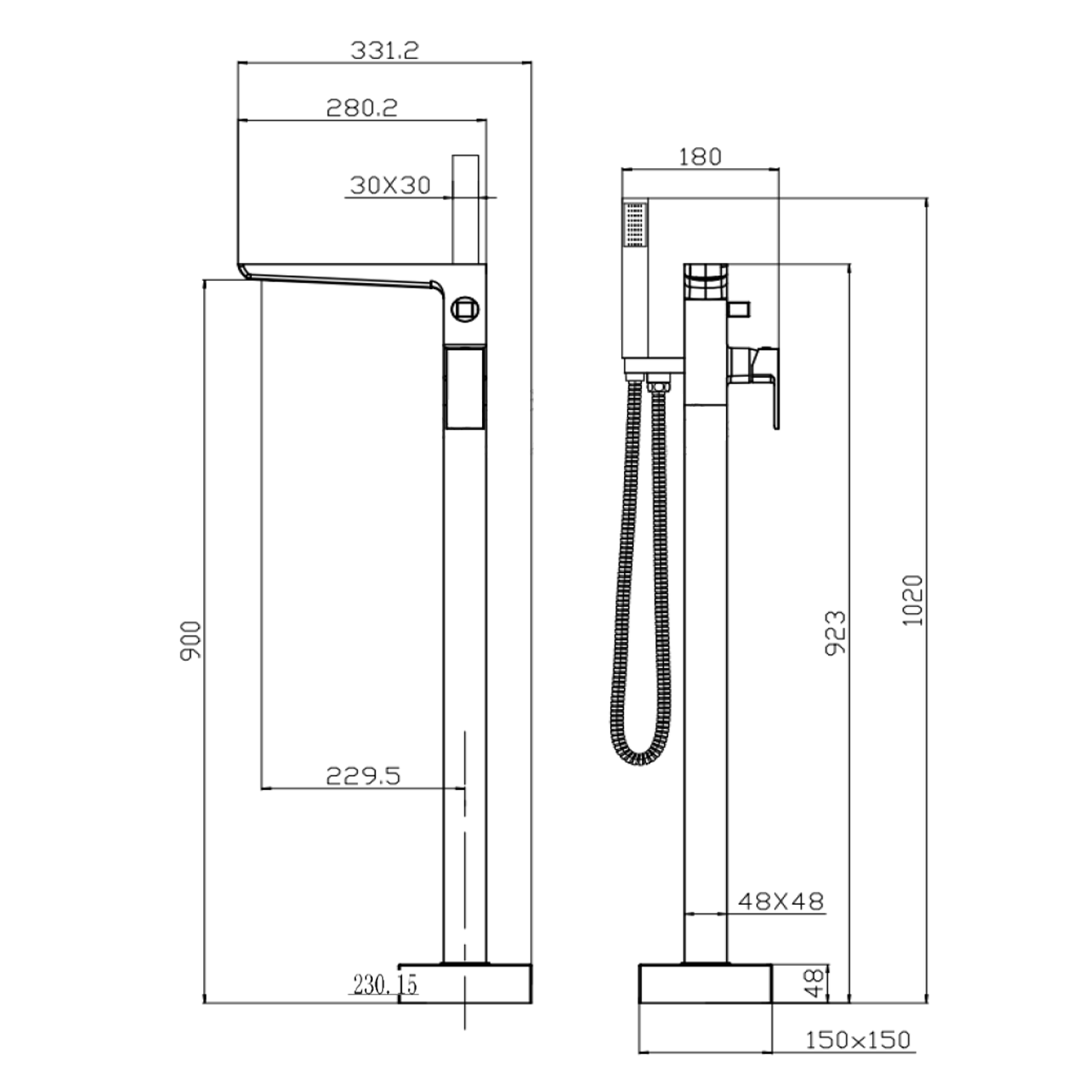 Harbour Status Floorstanding Bath Shower Mixer Tap - Chrome