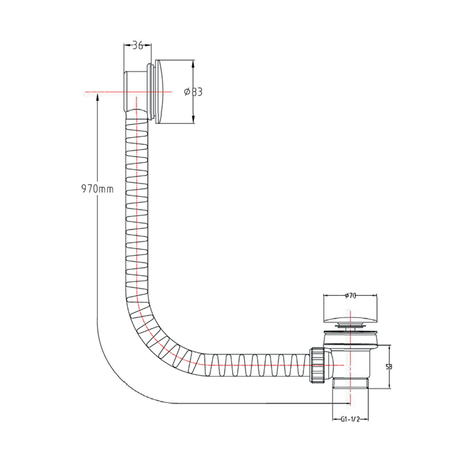 Click Clack Bath Waste & Overflow - Brushed Bronze or Gunmetal