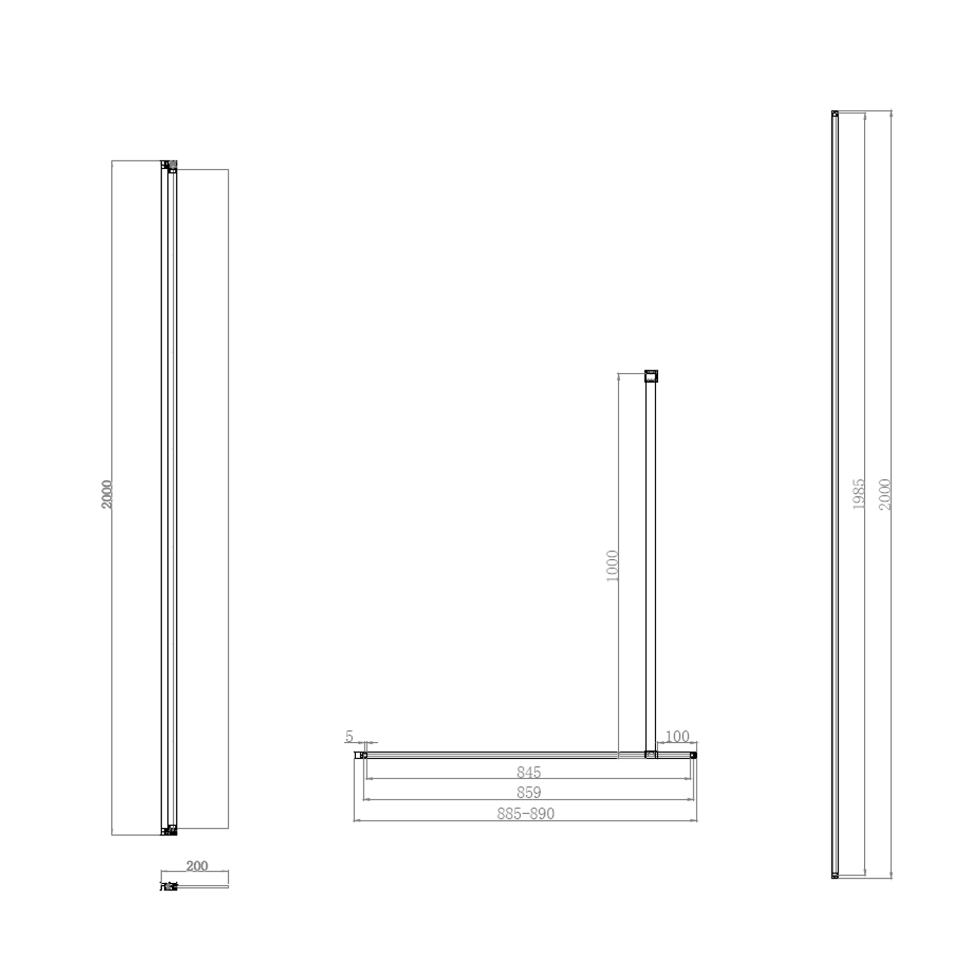 Harbour i10 10mm Easy Clean 2m Tall Wetroom Panel & Hinged Return Panel - Chrome