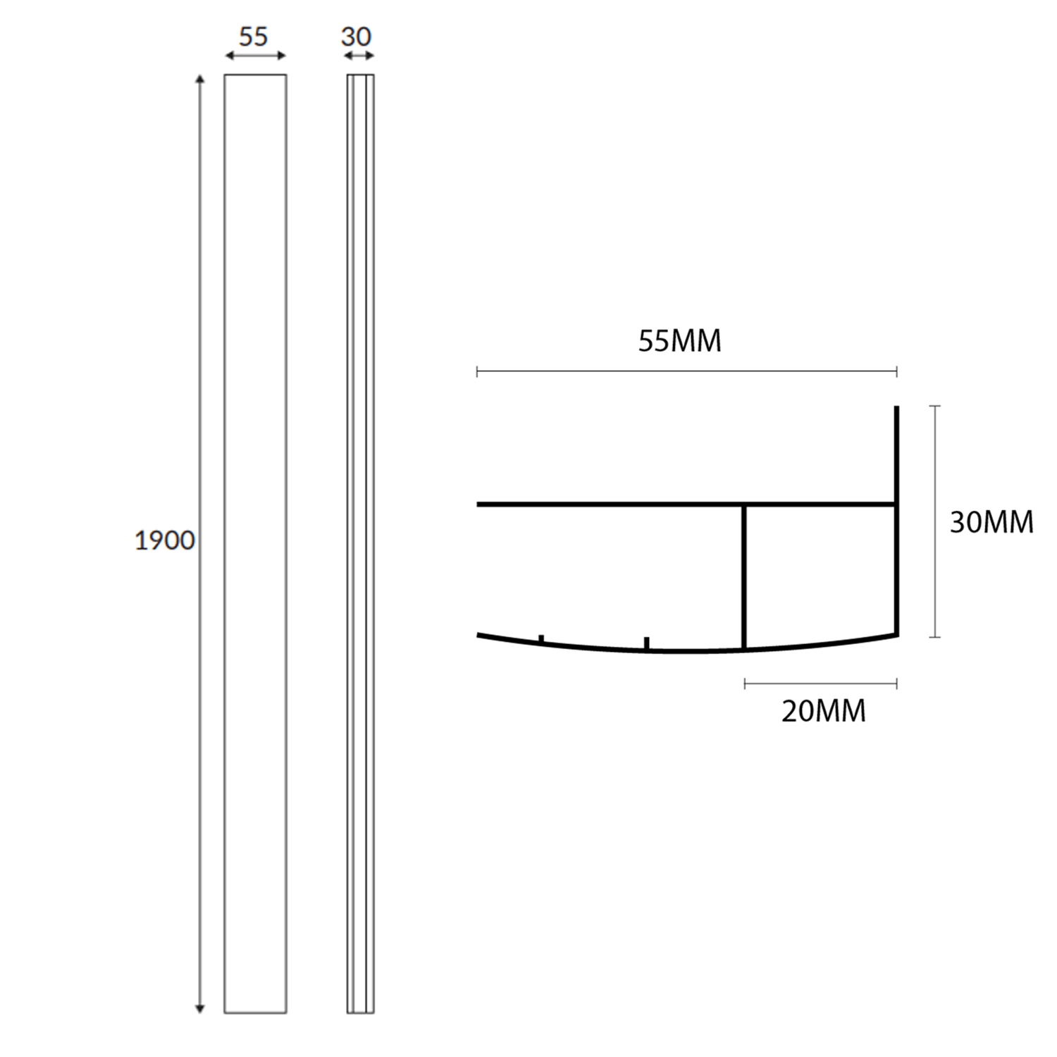 Harbour i6 Brushed Brass Shower Enclosure Extension Piece