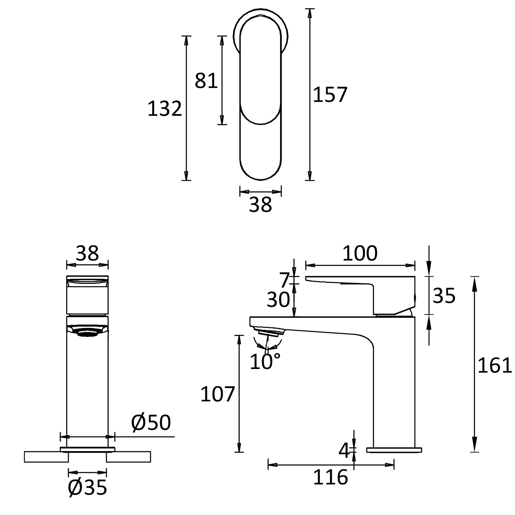 Crosswater Drift Mono Basin Mixer Tap with Click Clack Waste