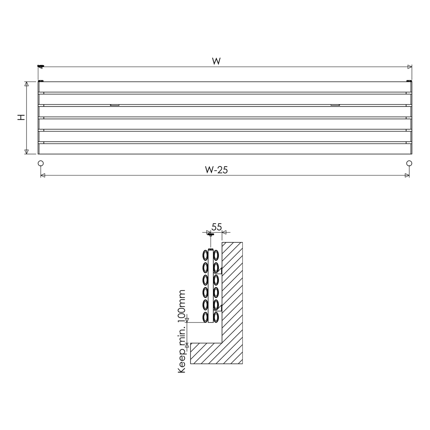 Carisa Tallis XL Oval Double Panel Horizontal Aluminium Radiator