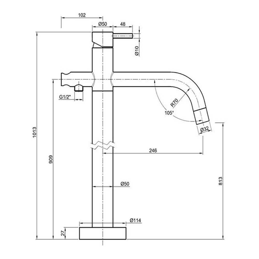 Inox Brushed Stainless Steel Floor Mounted Bath Shower Mixer with Kit