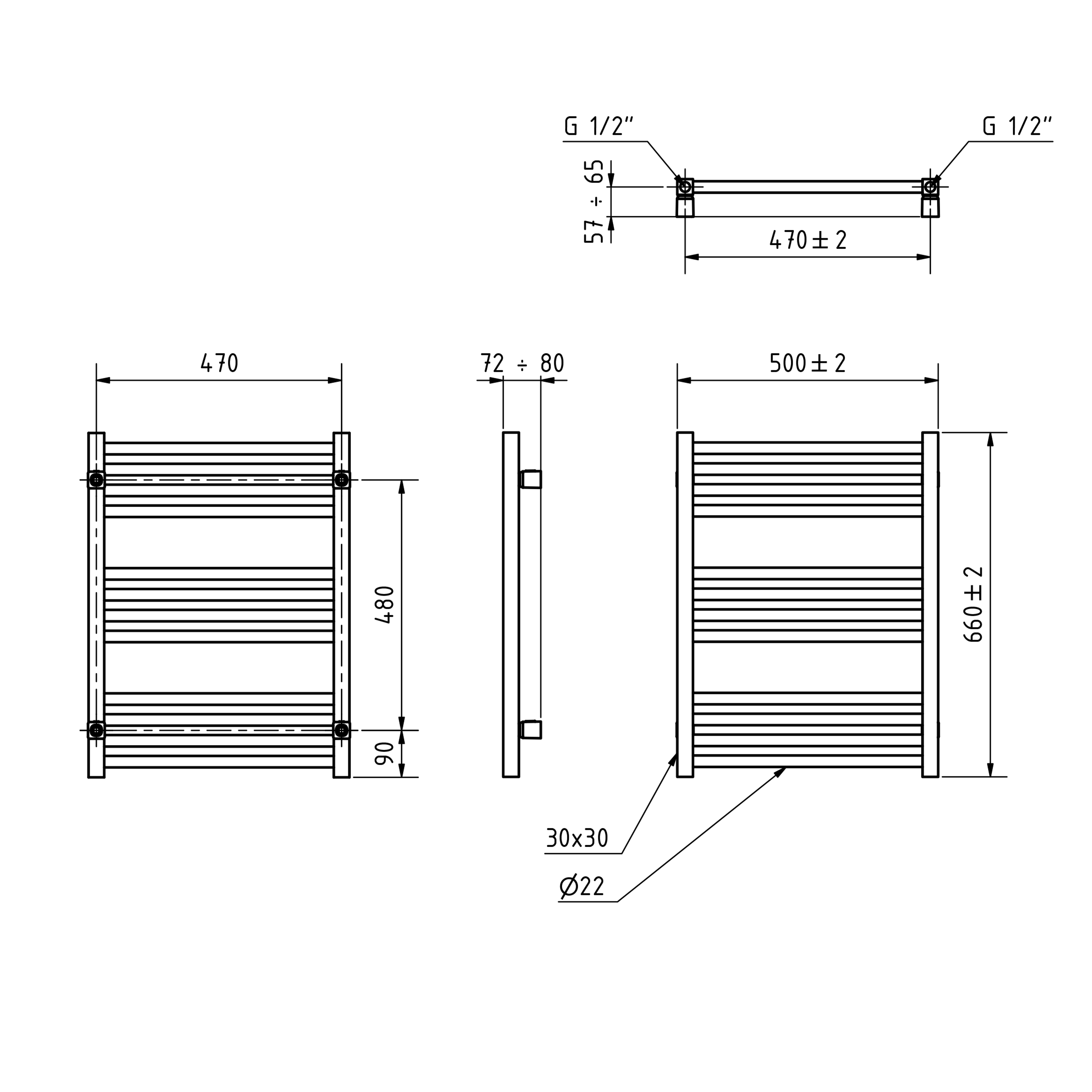 Terma Fiona Electric Heated Towel Rail with SIM Heating Element