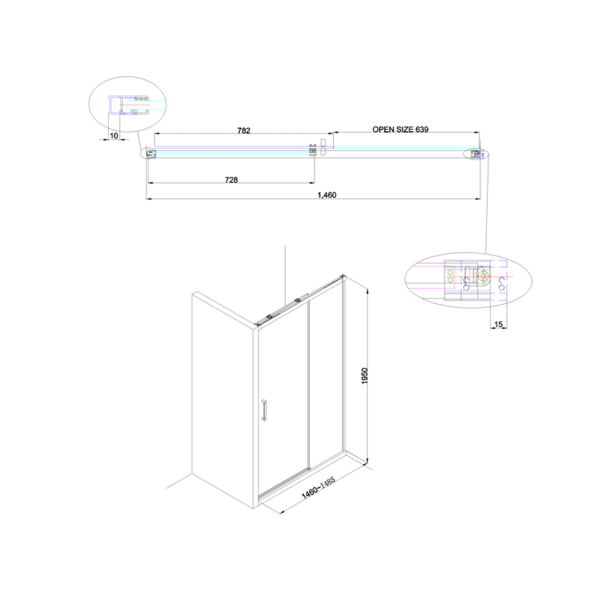 Crosswater Design Soft Close Sliding Shower Door & Optional Side Panel