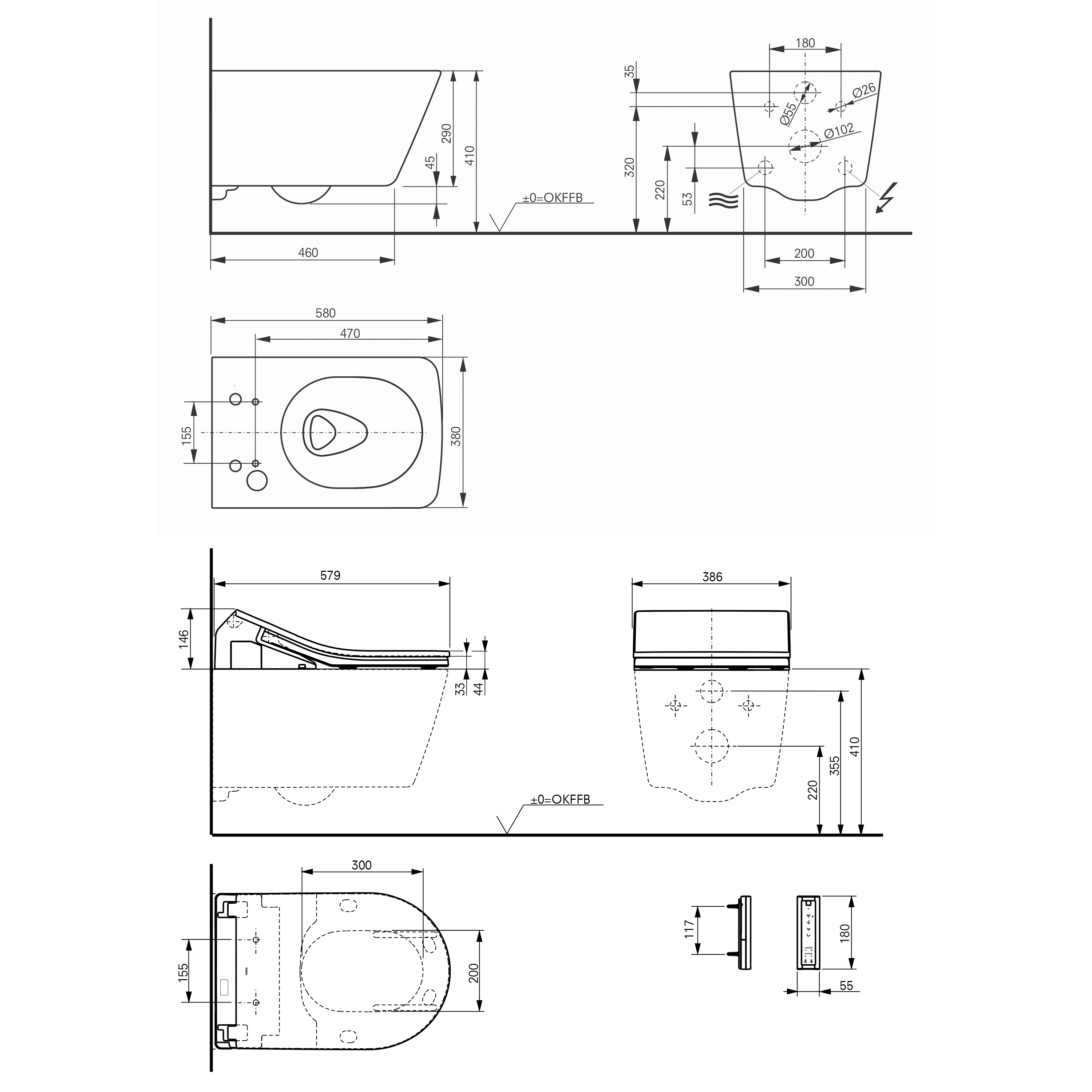 TOTO Washlet SX Rimless Wall Hung Smart Toilet with Soft Close Seat & Remote Control