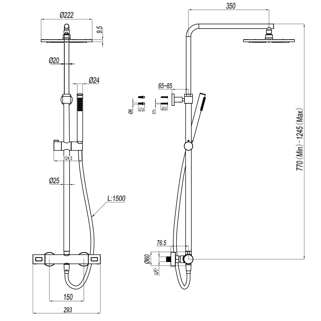 Crosswater Curve Multifunction Thermostatic Exposed Shower Valve Package