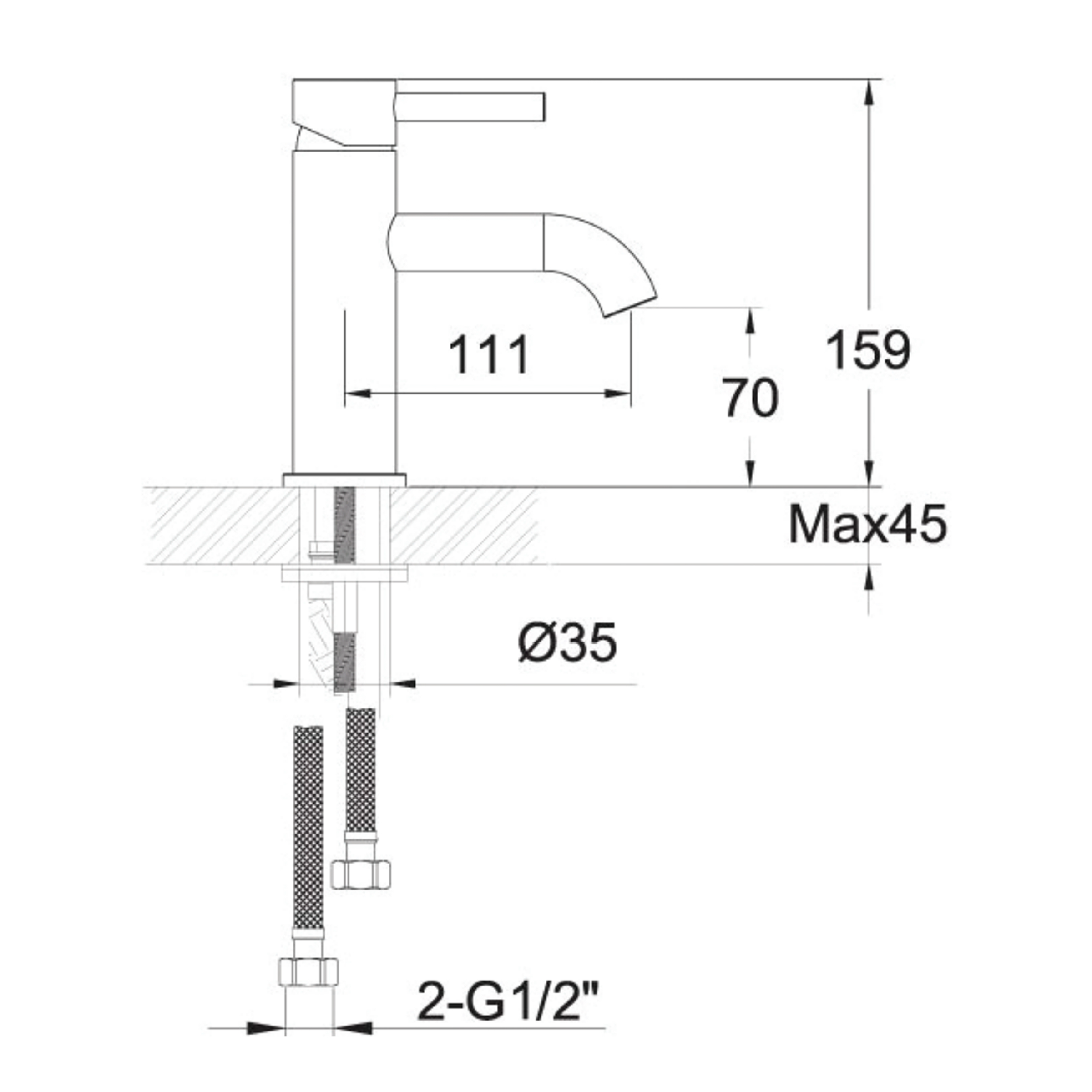 VOS Single Lever Basin Mixer - Brushed Bronze