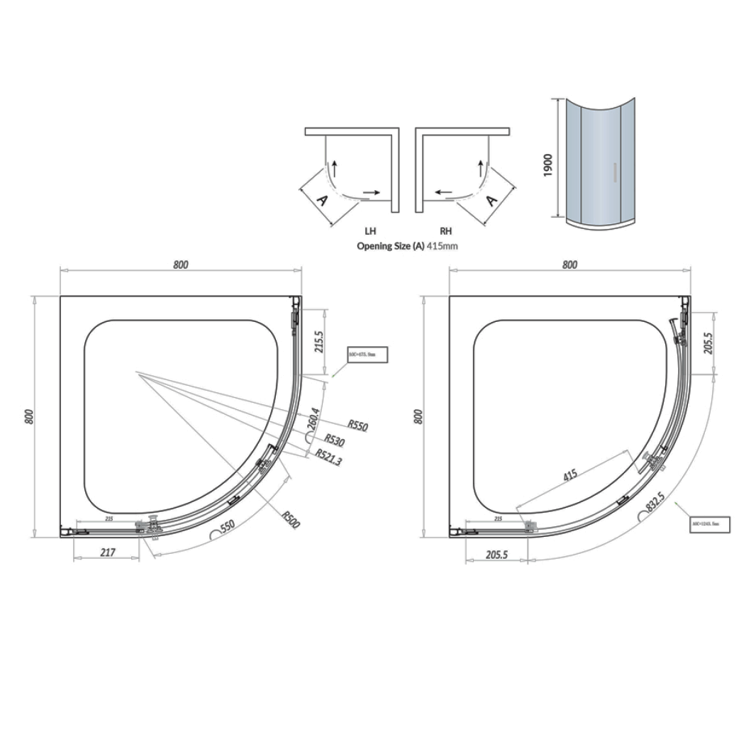 Harbour i8 Easy Clean 8mm 1-Door Quadrant Shower Enclosure