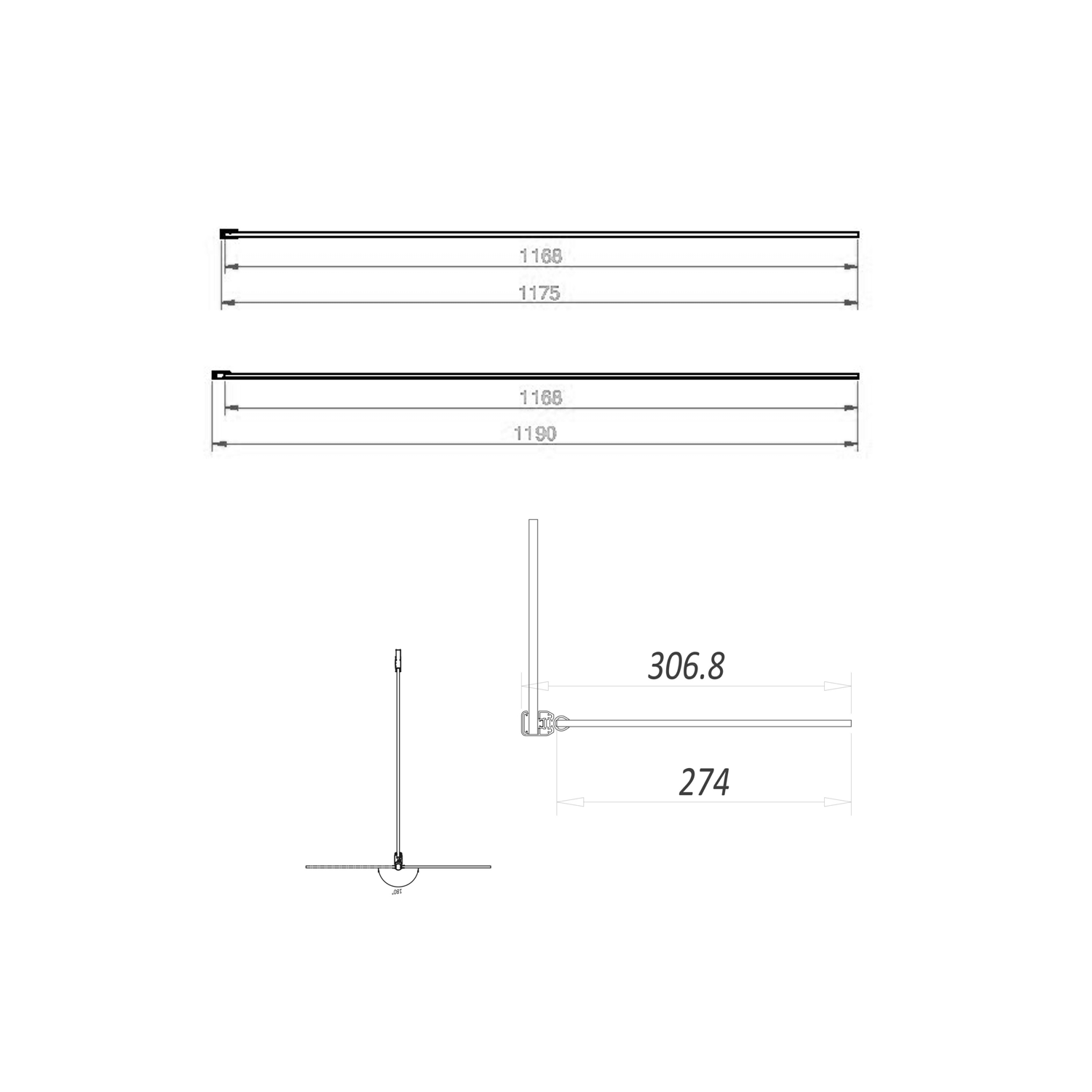 Harbour i8 Gunmetal Easy Clean 8mm Glass Shower Screen & Flipper Panel