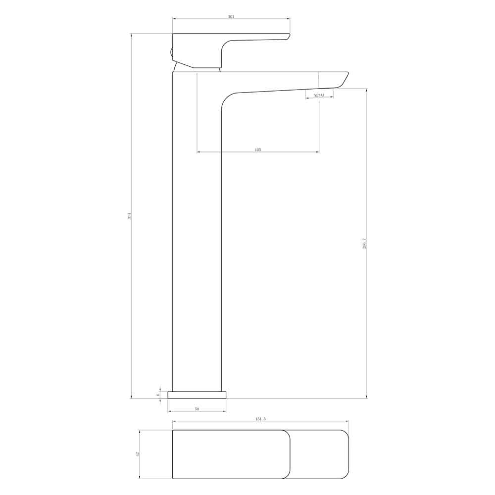 Harbour Status Matt Black Tall Basin Mixer Tap