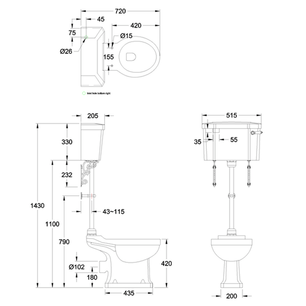 Burlington Medium Level Toilet (Excluding Seat)