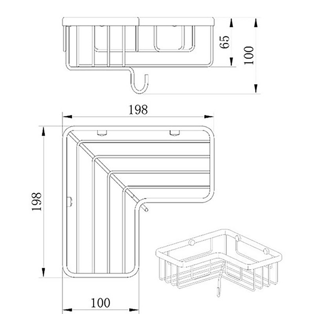 Drench Single Tier Rectangular Corner Basket