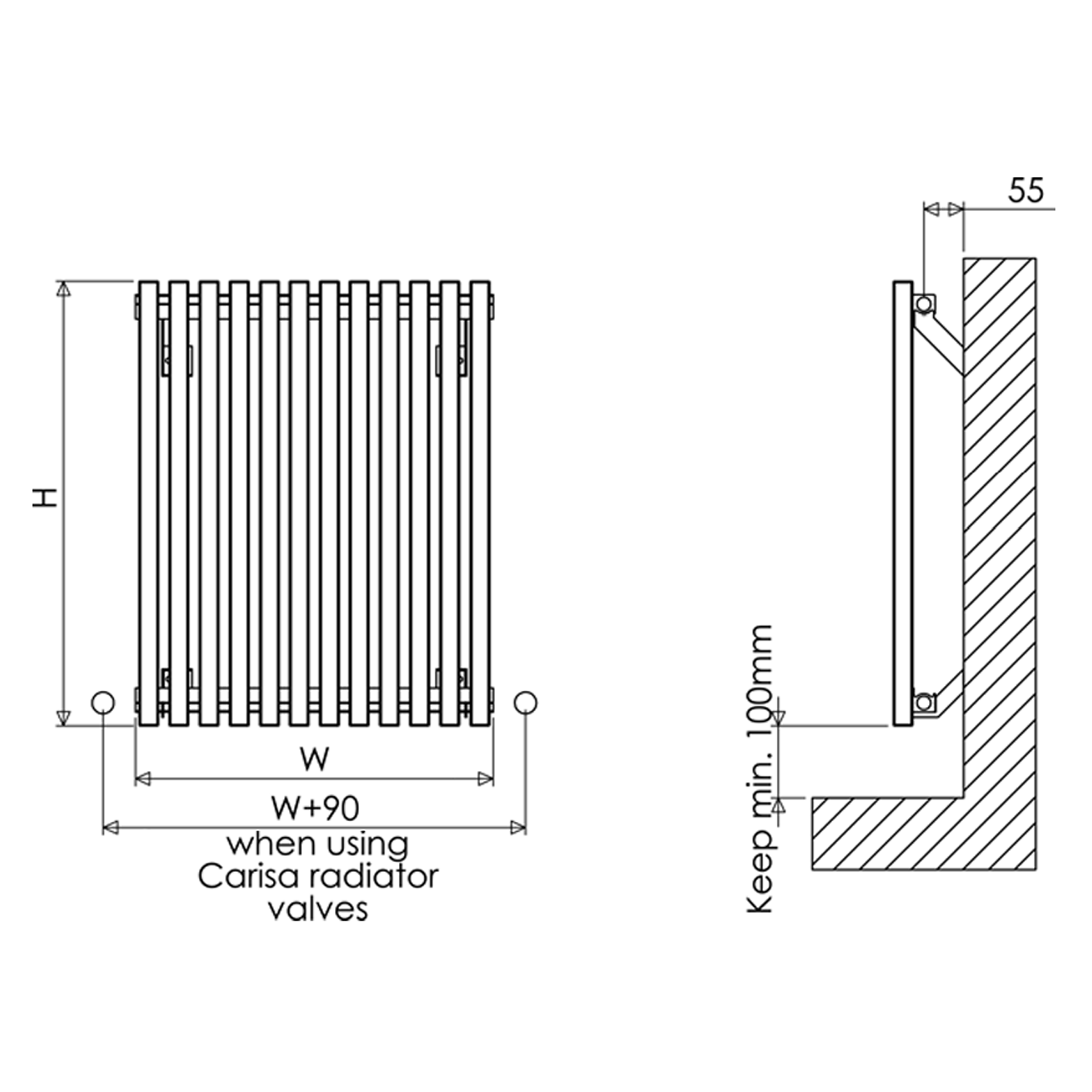 Carisa Sophia Horizontal Aluminium Radiator