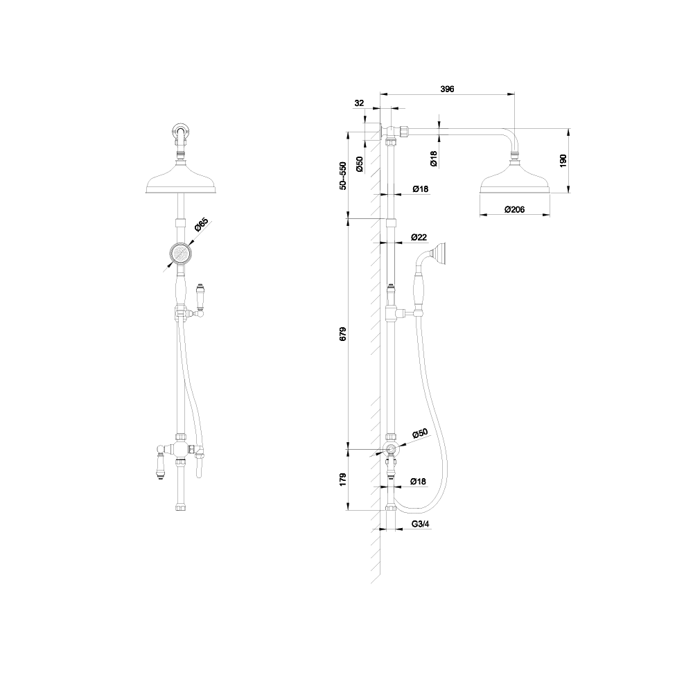 Butler & Rose Victoria Rigid Riser Shower Kit