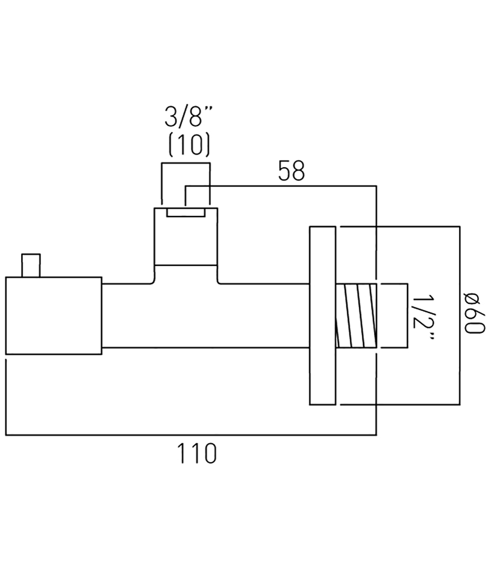 Vado 1/2"x3/8" Contemporary Quarter Turn Angle On/Off Stop Valve With 10mm Compression