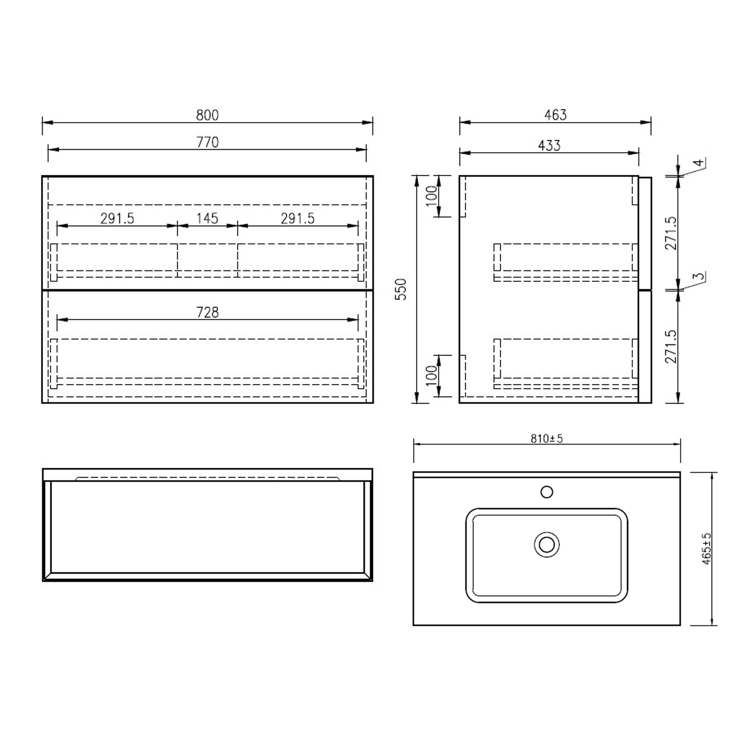 Aura 800mm Wall Mounted Natural Oak Vanity Unit & Matt White Basin