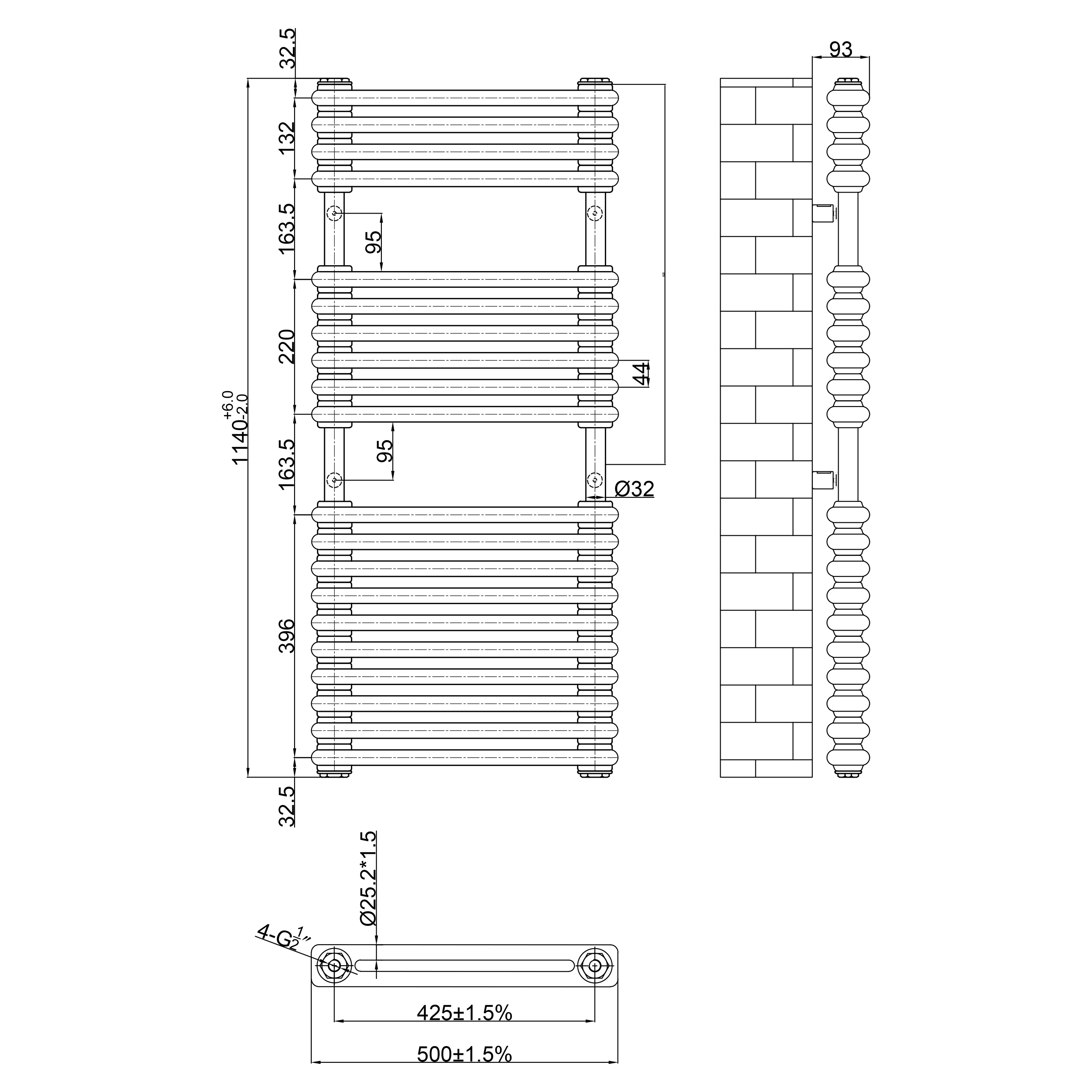 Toasty Montford White Traditional Column Heated Towel Rail