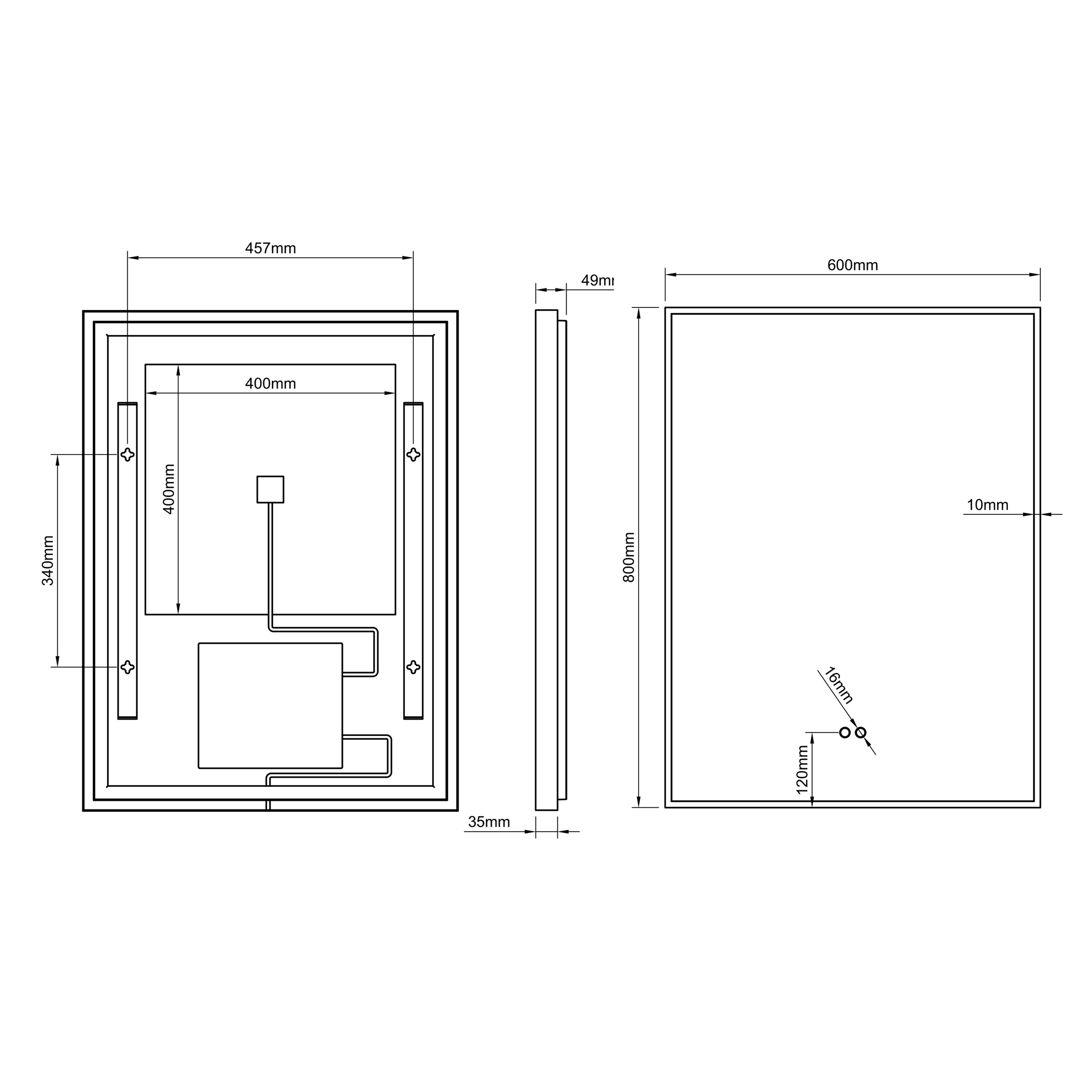 Origins Living Kingsley Matt Black Illuminated Rectangular Mirror with Colour Change Lights - 600 x 800mm
