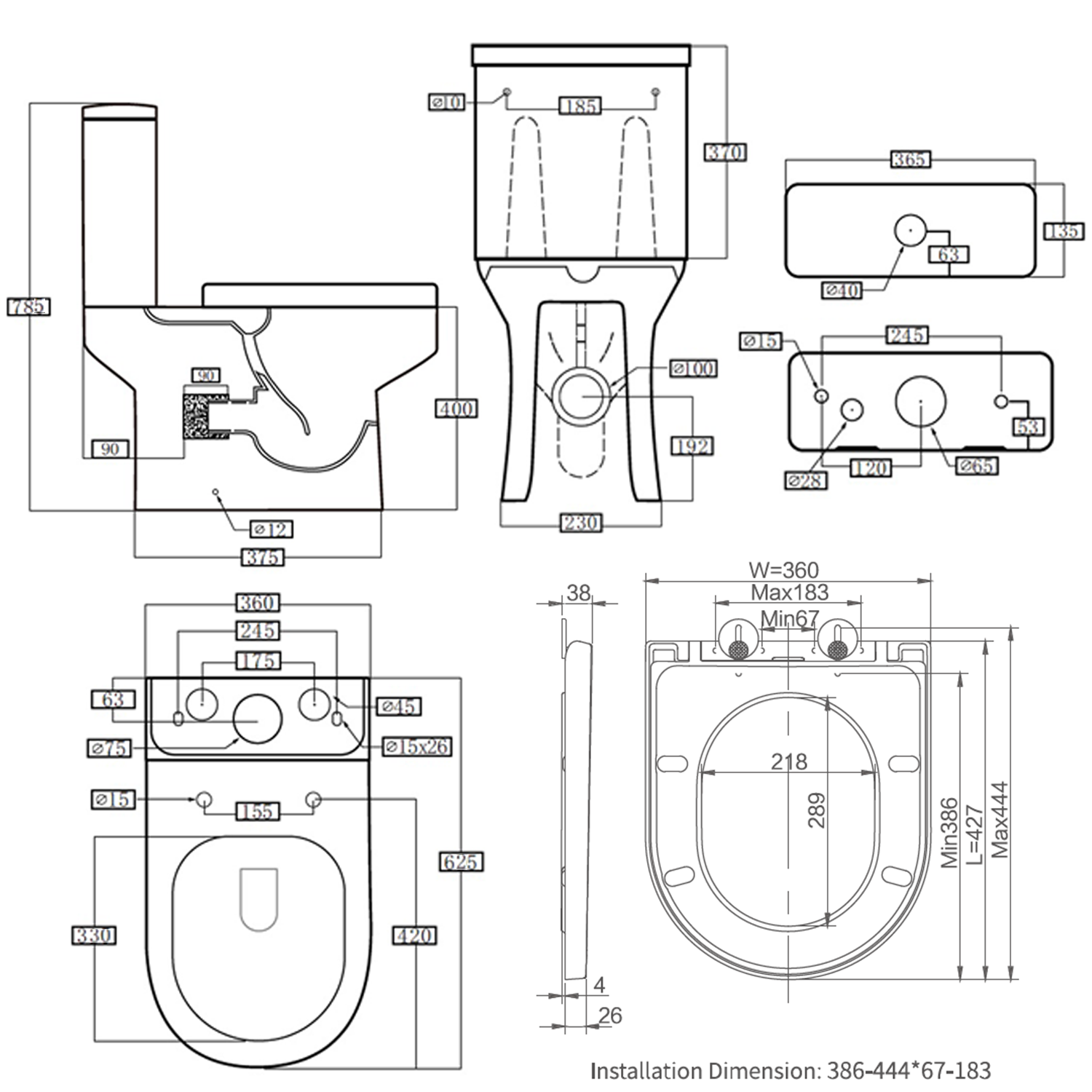 Lorraine Rimless Close Coupled Compact Toilet & Soft Close Seat