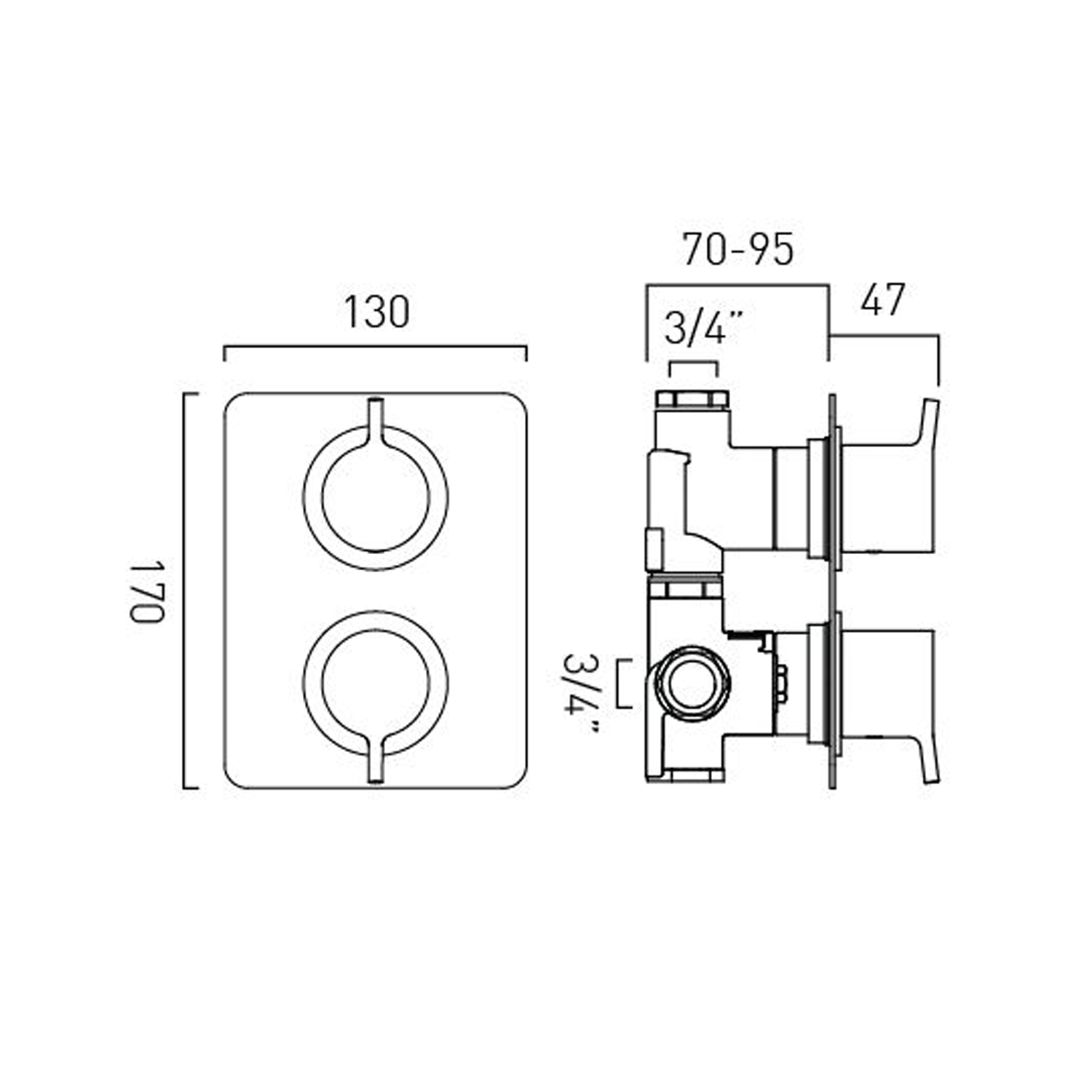 Vado Safari 1 Outlet Concealed Thermostatic Shower Valve