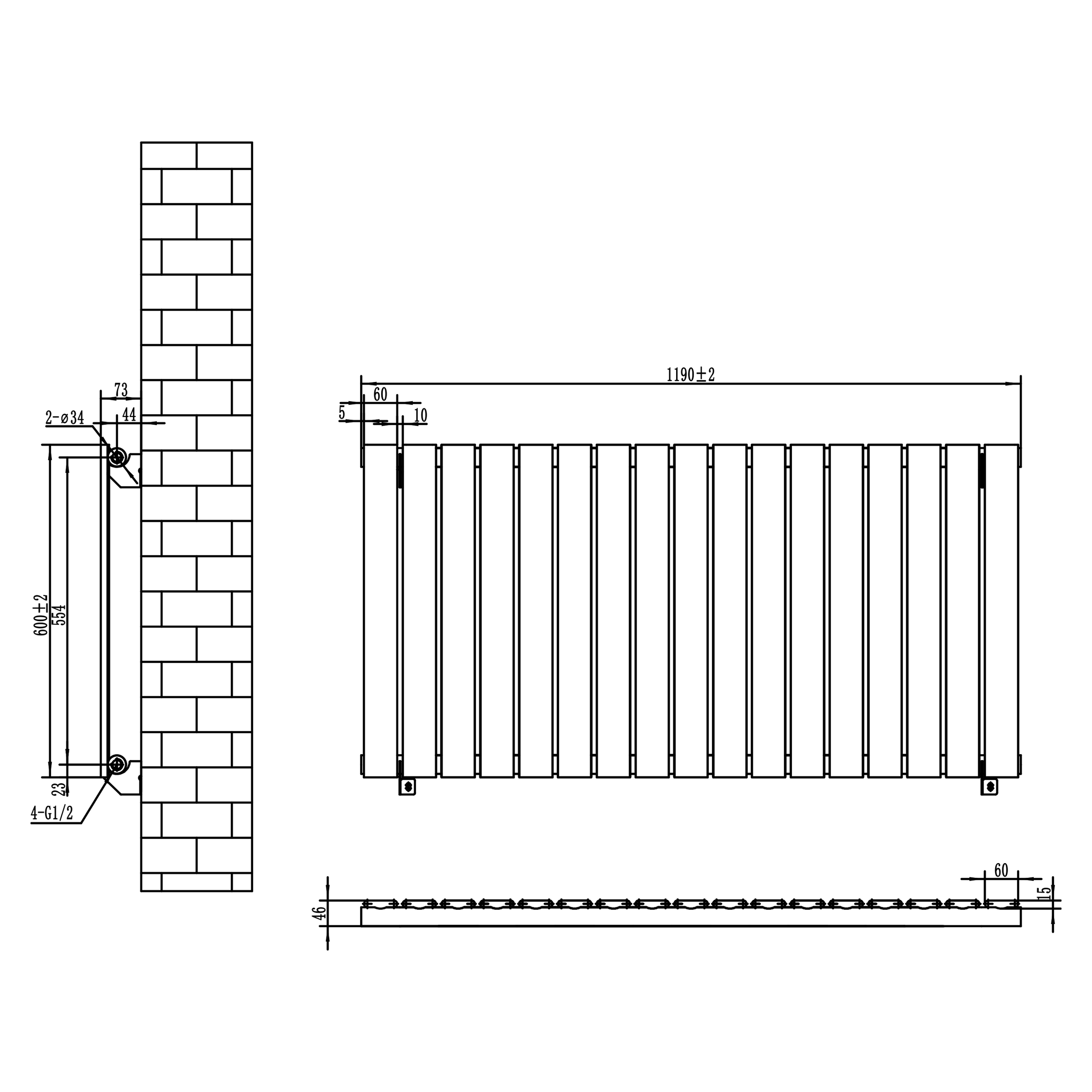 Toasty Radiance White Flat Panel Horizontal Radiator