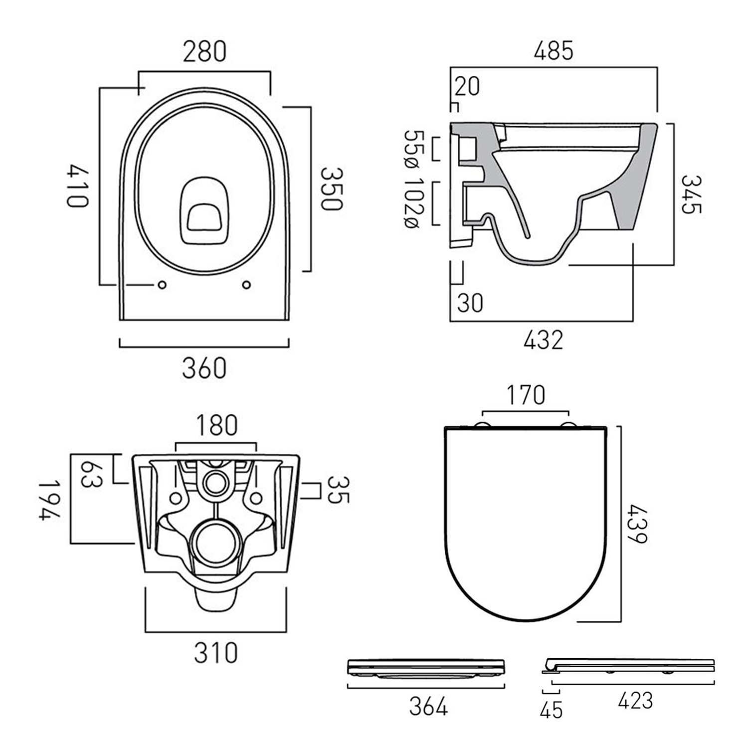 Vado Safari Round Wall Hung Toilet & Soft Close Slimline Seat