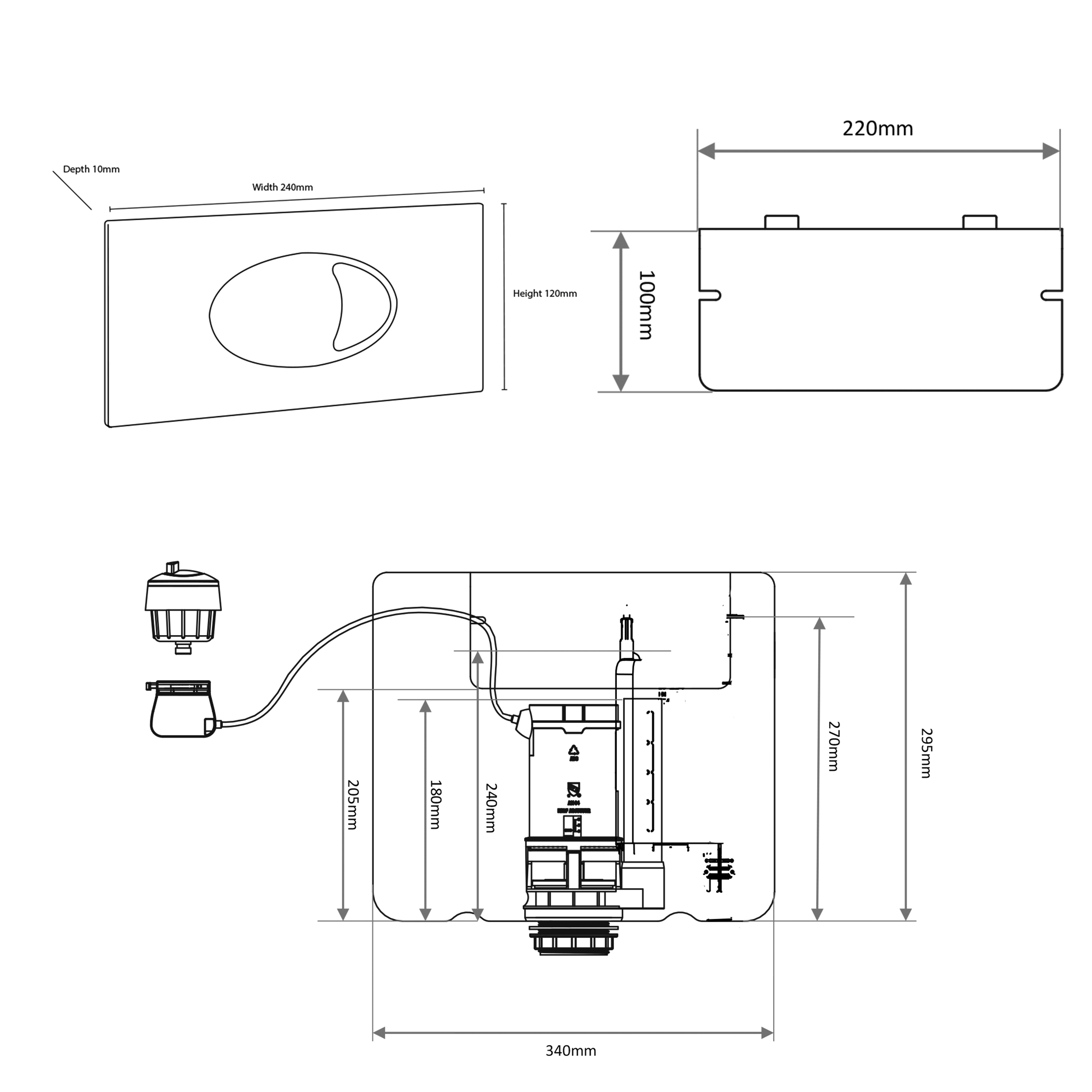 Drench Dual Flush Concealed Cistern with Dual Flush Plate