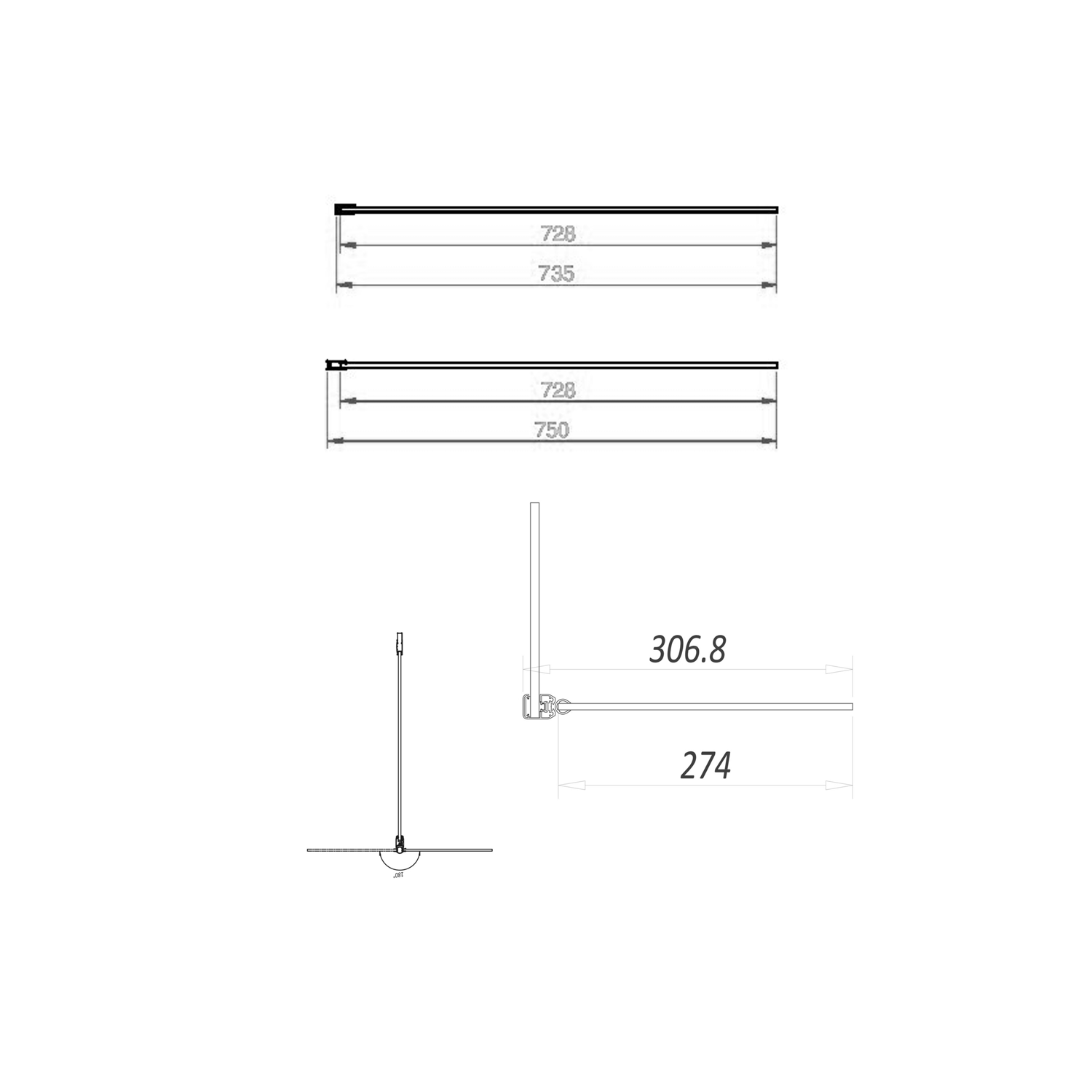 Harbour i8 Brushed Nickel Easy Clean 8mm Walk In Shower Panel & Flipper Panel