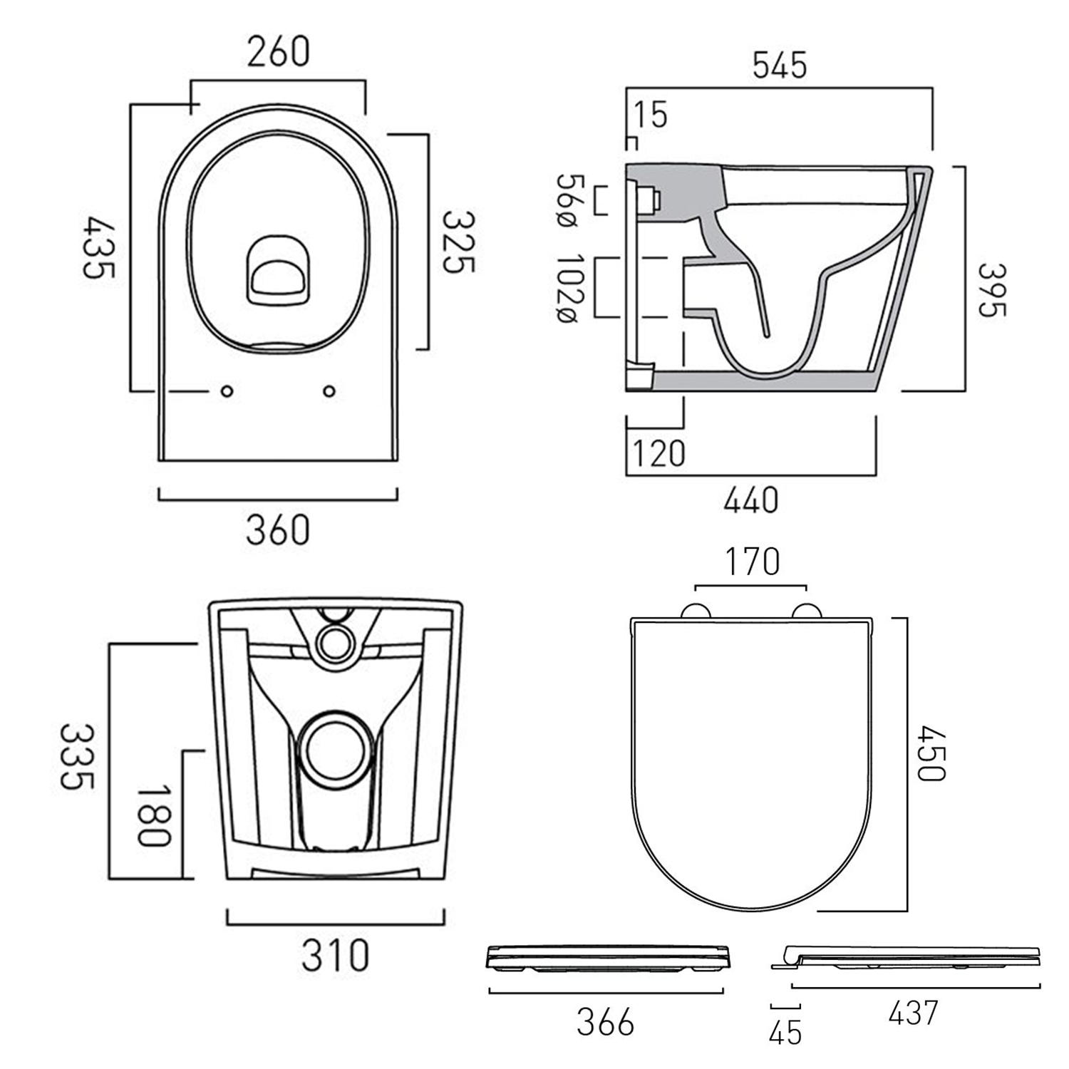 Vado Safari Round Back to Wall Toilet & Soft Close Slimline Seat - Matt Finish