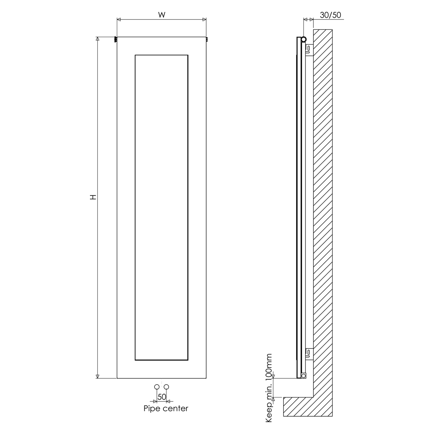 Carisa Quadro Vertical Mirrored Aluminium Radiator