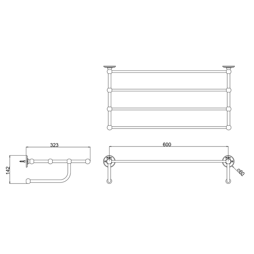 Burlington Wall Mounted Towel Rack - 600mm