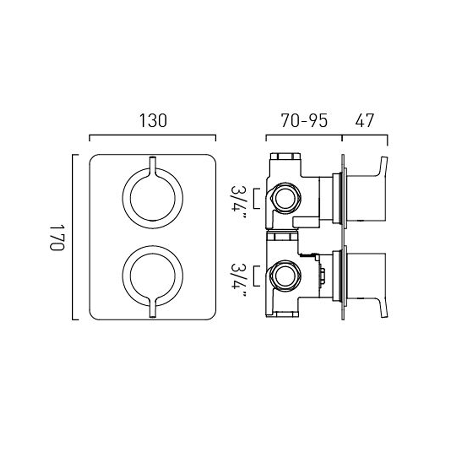 Vado Safari 2 Outlet Concealed Thermostatic Shower Valve