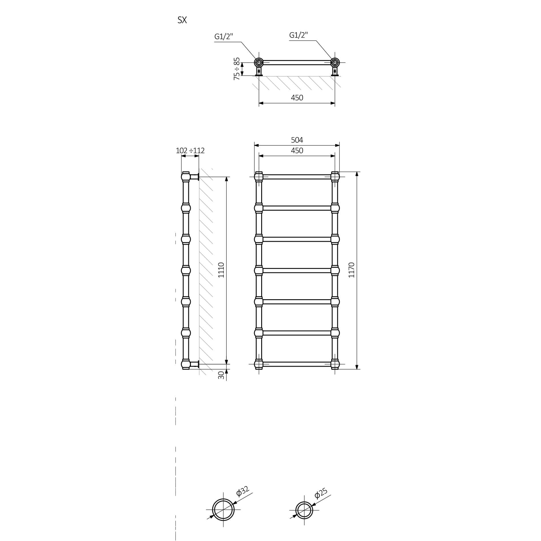Terma Retro Designer Brushed Brass Heated Towel Rail