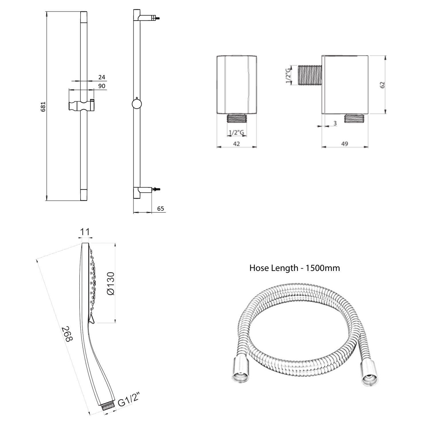 Crosswater MPRO Sliding Rail Shower Kit with Multi-Function Shower Handset